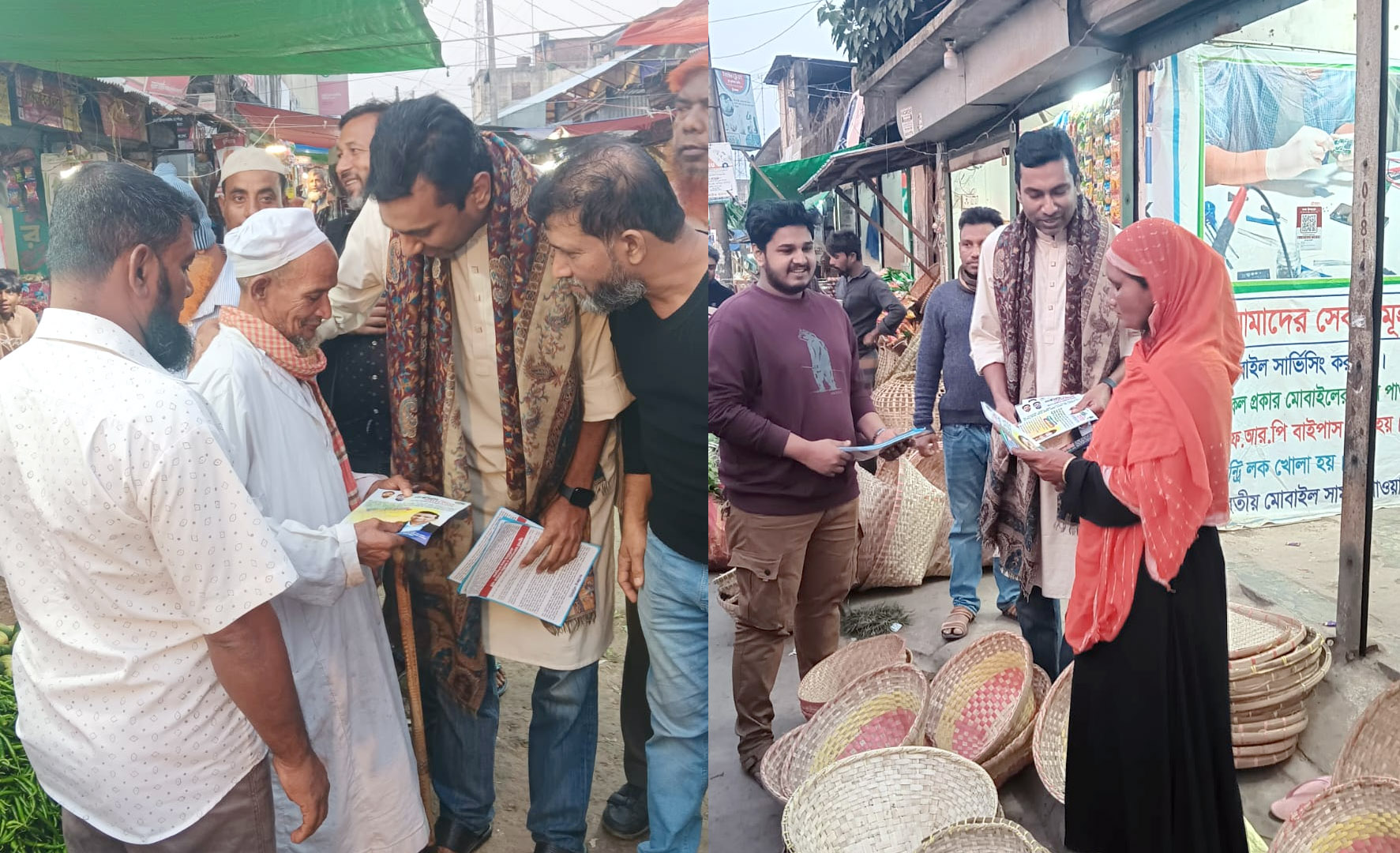 সেনবাগের রাস্তার মাথা ও ছমিরমুন্সির হাট বাজারে এনসিপি প্রার্থীর গণসংযোগ