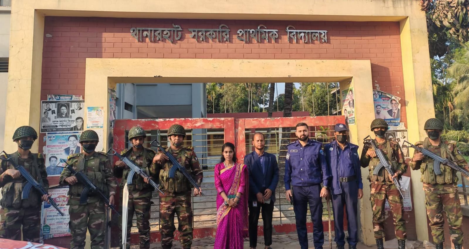 কোম্পানীগঞ্জে যৌথবাহিনীর নির্বাচনী বিশেষ টহল ও ভোটকেন্দ্র পরিদর্শন